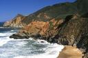 Highway 1 follows the coast for much of the length of Californias shores.  This kind of dramatic coastline can be found just south of San Francisco.